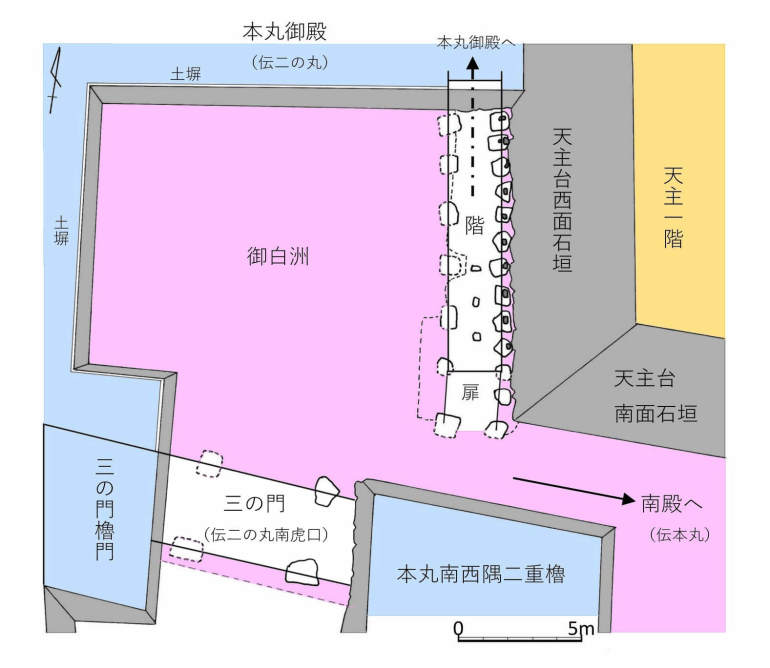 安土城、二の丸東溜り、復元案平面図