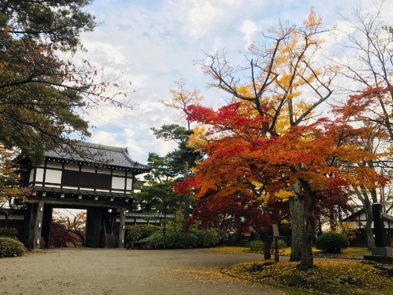 久保田城、本丸表門、紅葉