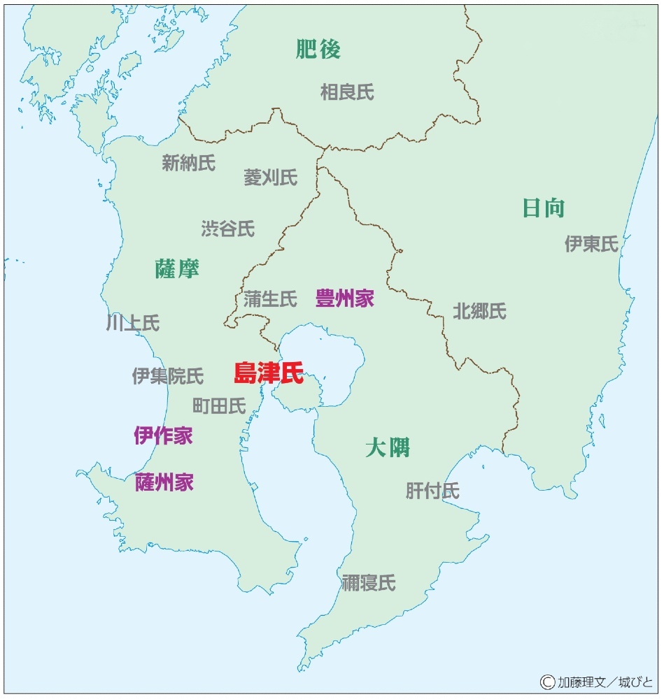 戦国時代の南九州地図