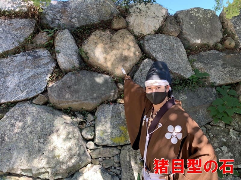 松坂城、石垣、猪目型