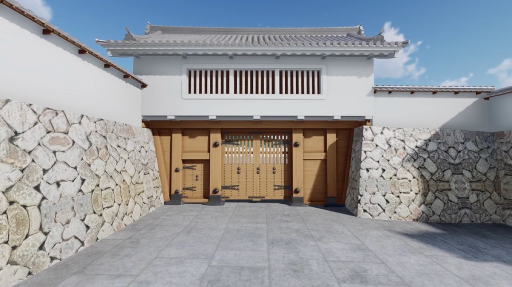 鳥取城、中ノ御門の渡櫓門、復元