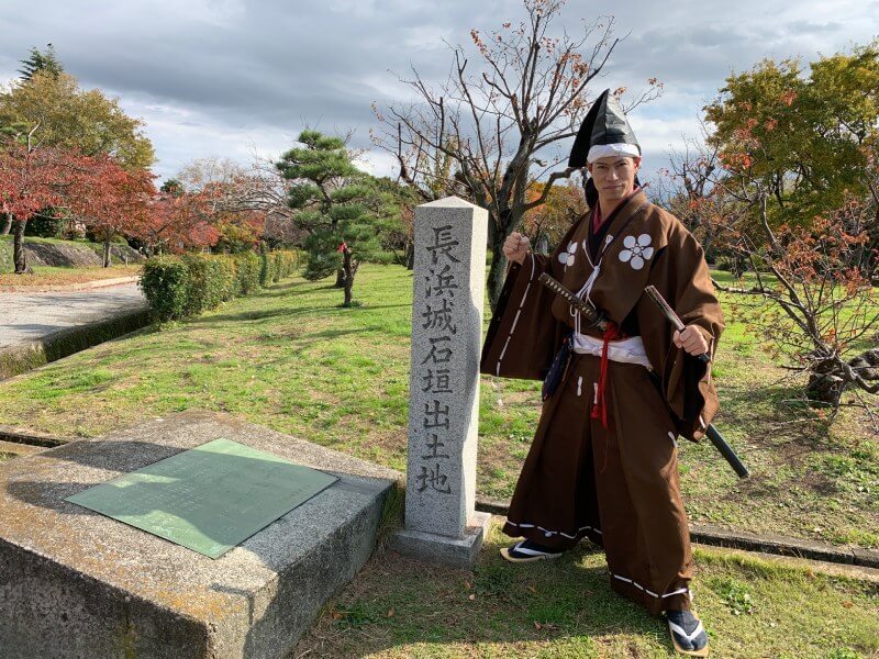 長浜城、石垣出土の石碑