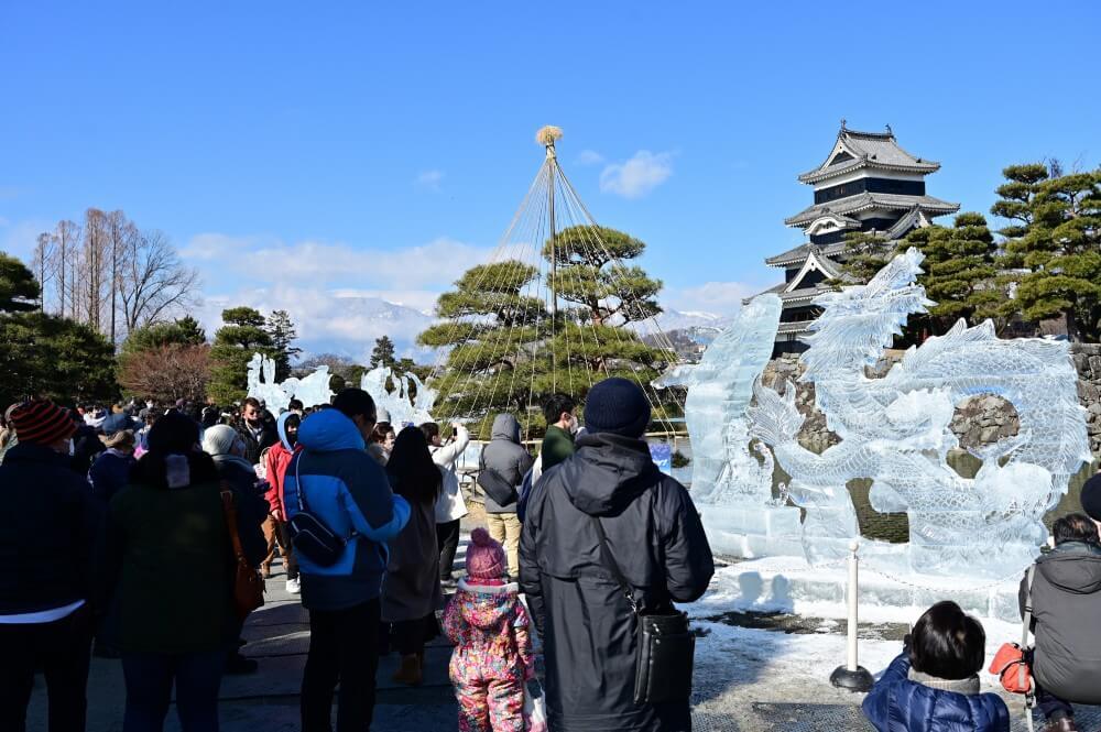 松本城、氷彫コンテスト