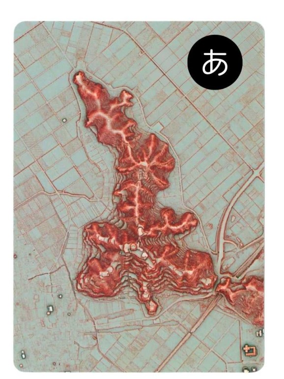 赤色立体地図お城かるた