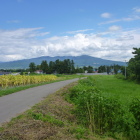 主郭北の堀跡と東に磐梯山