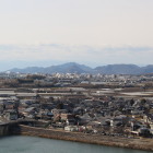 正面奥に岐阜城の金華山