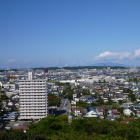 御隅櫓から西の景色。山のような所は男鹿半島。