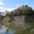 毘沙門郭東南隅の石垣と水堀の花筏