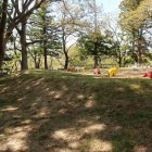 公園になっている二の丸跡。手前の盛り土は土塁？