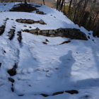 北ーⅤ郭虎口 　雪で埋まってる。