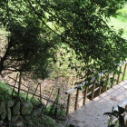 元水堀にかかる木橋。土塁に囲まれた神社は藪蚊の襲来に萎えて行かなかった。