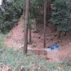 本丸を囲む竪堀へと派生する深堀