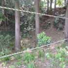 城域端の堀は深く、虎ロープで立入請願
