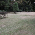 南端の曲輪、建物跡の標柱表示在り