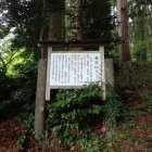 高岳山の説明板と右奥に浦城への標識