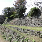 本丸東側の堀と石垣と犬走