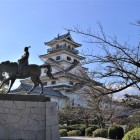 藤堂高虎像と模擬天守（北東側）