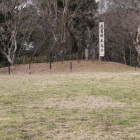 飯田線側より本丸西土塁上の長篠城の看板城名大標柱