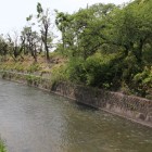 史跡公園東外側の土塁と合瀬川