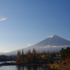 登城翌日の早朝、河口湖湖畔から見た富士山