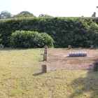 後二の丸より本丸城塁を見る、間に掘割有り