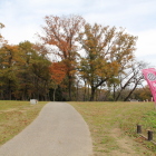 同左土橋より本丸を振り返る、桜の紅葉が綺麗
