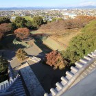 二の丸三日月堀馬出、本丸横堀を天守閣より見る