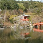 奥に有る回遊式庭園、弁天池と弁天堂