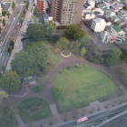 市役所から三の丸を見る。凸形に張り出している横矢枡形