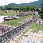 北不明門桝形を戌亥隅櫓跡より