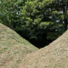 いものがんぎ。古代山城のものではなく、戦国時代の山城に付随する４本の連続する堀切