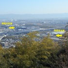 ①	旗立松展望台より見た山崎合戦の地
