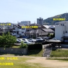 ④	恵解山古墳から見た山崎合戦の激戦地