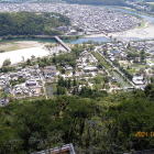 天守閣より麓お土居、錦川、城下町を見おろす