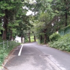三嶋神社と小学校の間の道路が堀跡か