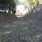 本丸南堀を西方向へ見ると紅葉が光ってる
