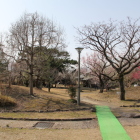 北側の庭園と敷石の旧六間川表示