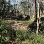 二ノ郭虎口から横矢の土塁(左)と堀