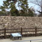 ④	博物館から見た穴太積石垣と中津城