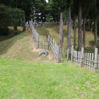 東城砦の登り土塁と柵列