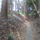 奥の左上に鳥居・正面は堀切状