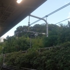 上中里駅ホームから見た平塚城跡