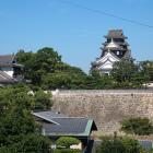 石山から天守を望む。左側には月見櫓