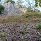野面積みの石垣から見上げる