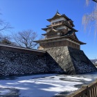 堀が凍ってる高島城