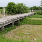 浪岡城北側の連続木橋と堀