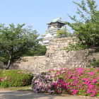 天守閣を西の丸よりツツジを入れて