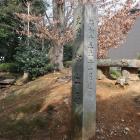 鷹ケ峯南御土居。土塁上に石碑