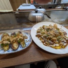 ⑩夕食(モダン焼とナス焼)