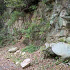 山肌には岩が